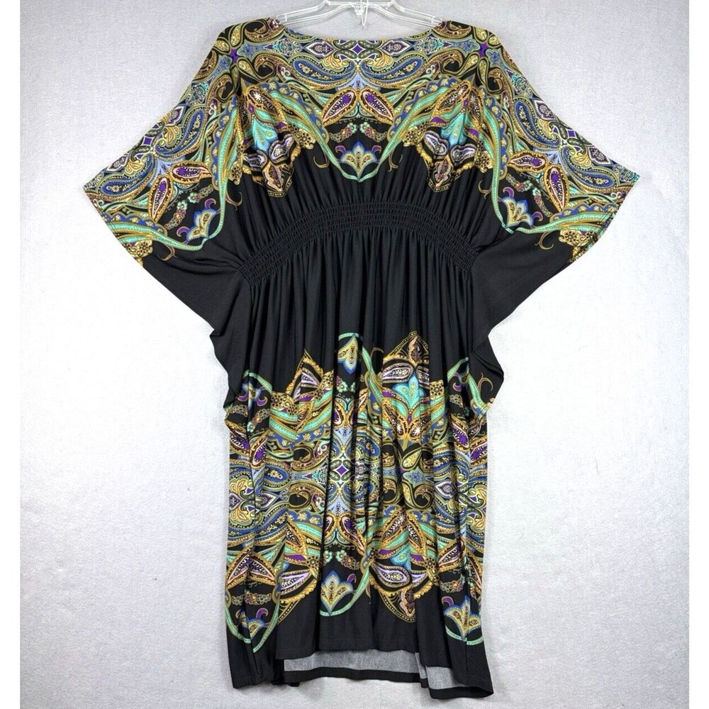 Signature by Robbie Bee Dress Women's 2X Plus Paisley Wing Sleeves Multicolor - Picture 2 of 6